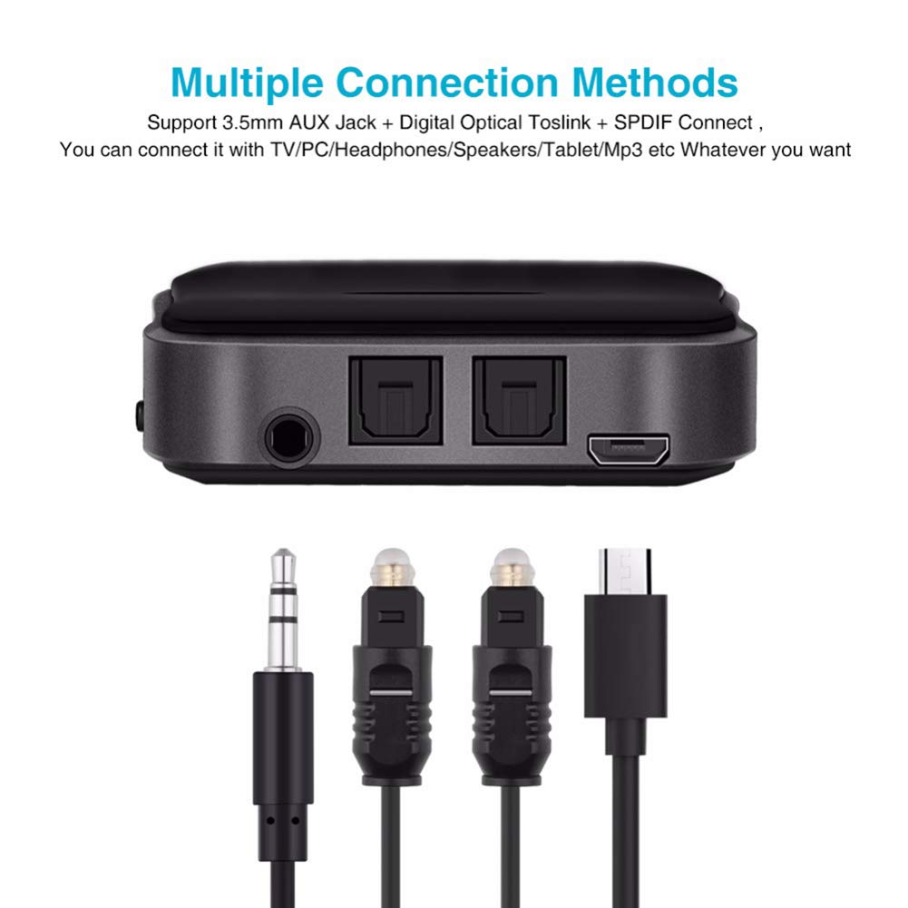 Adattatori Bluetooth aptX LL Trasmettitore e ricevitore Bluetooth 5.0  TOSLINK ottico digitale e Adattatore audio stereo wireless da 3,5 mm per TV  / Home Stereo / Sistema audio per auto aptX HD