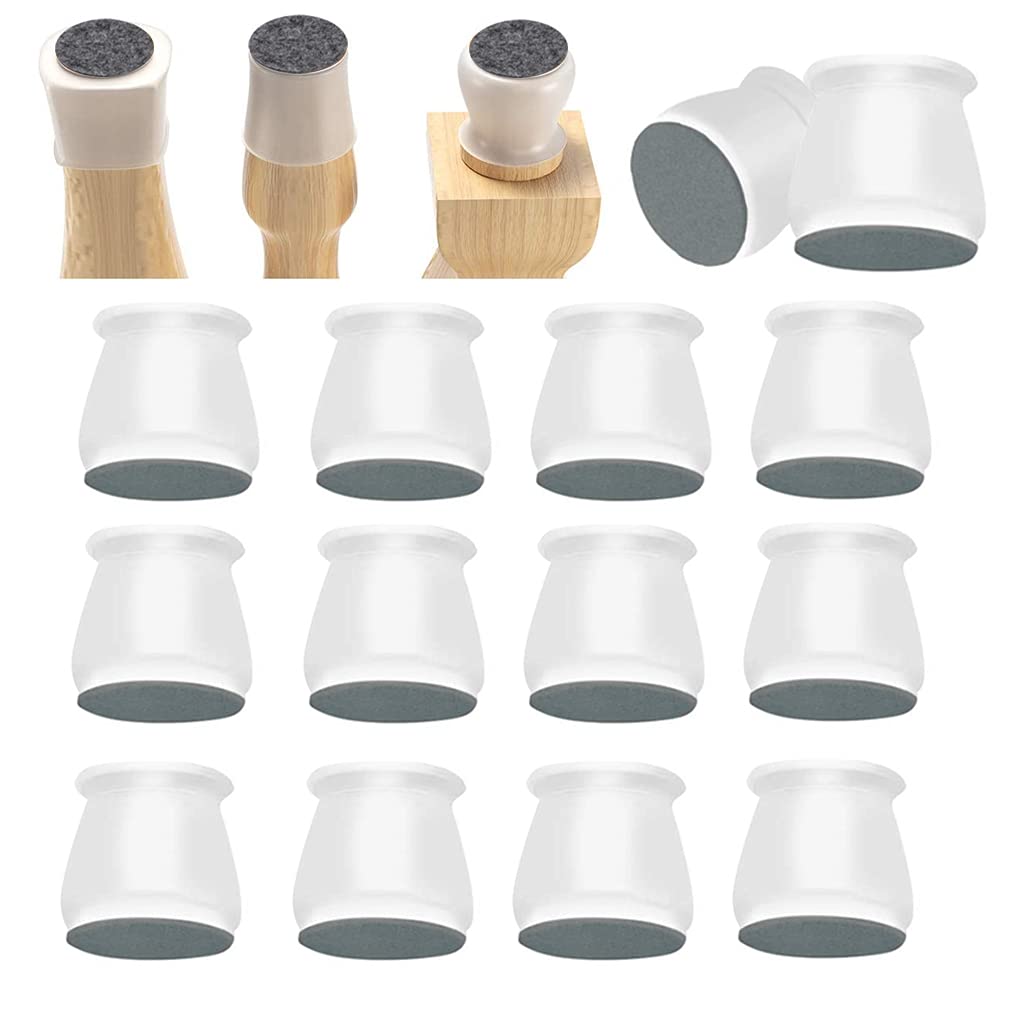 Furniture Pads 16 PCS Chair Leg Floor Protectors with Felt Pad Anti-Slip Table Feet, Prevents Scratches and Noise (Transparent)