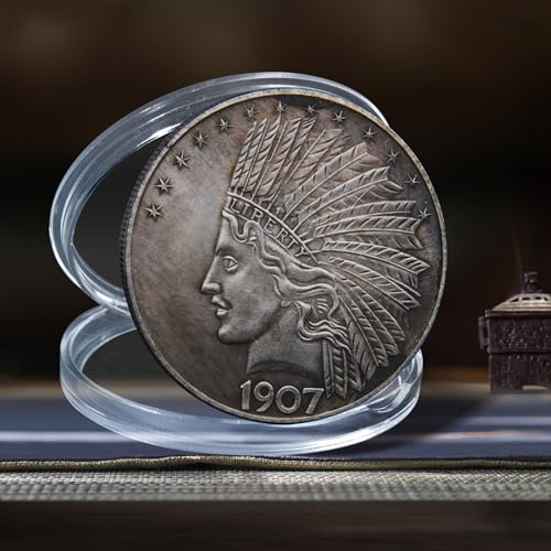 Antique Liberty Indian Head $10 Dollar Coin, Uncirculated Morgan Silver Dollar, Historical Shangui Ritual Coin, Rare Old Coins for Collectors & American Coin Collection (1907 1PCS)