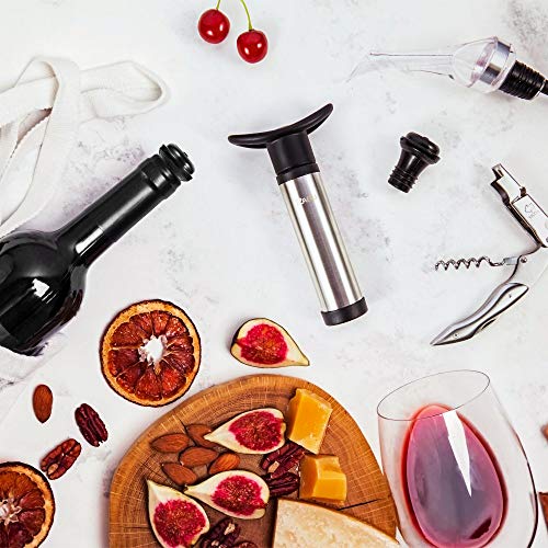 RAGU 4-in-1 Vacuum Wine Stoppers Set with Wine Saver Pump, Wine Opener, Wine Aerator and 4 Beverage Air Bottle Stoppers
