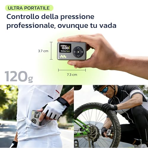 Woowind Portable Mini Air Compressor, Quick Inflation in 50s, 120 PSI / 8.3BAR, Bike Pump Compatible with Presta and Schrader Valves for Road, MTB and E-Bike