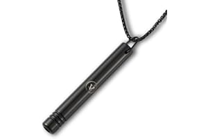 VIGLORY Mindful Breathing Necklace, A Powerful Tool for Anxiety Reduction, Meditation and Inner Peace, Premium Stainless Steel Anxiety Relief Item, Anxiety Jewelry Gifts for Women Men Kids(Black)
