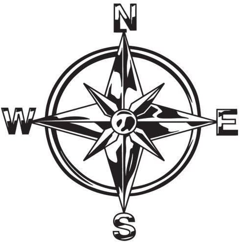 isee360 Tribal Compass Rose Nautical Star Windows, Sides, Hood, Bumper Car Sticker (Black)