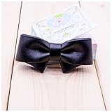 Douqu Fashion Removable Black White Red Blue Assorted Color Synthetic Leather Bow Shoe Clips Pair (Black)