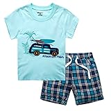 Jobakids Little Boys' Summer Cotton Short Sleeve Clothing Sets (4T, Green)