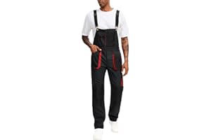 WORK IDEA Work Bib Overall for Men Workwear Casual Dungarees Jumpsuit with Big Cargo Pockets