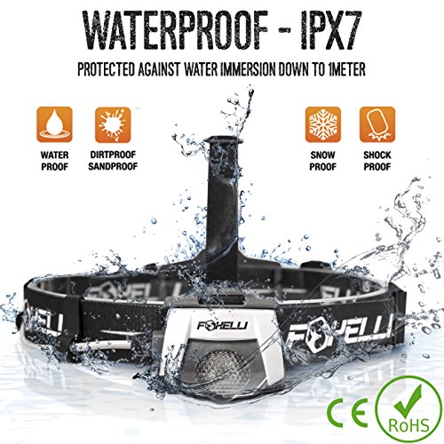 Foxelli-USB-Rechargeable-Headlamp-Flashlight--280-Lumen-up-to-100-Hours-of-Constant-Light-on-a-Single-Charge-Ultra-Bright-Waterproof-Impact-Resistant-Lightweight-Comfortable-Headlight