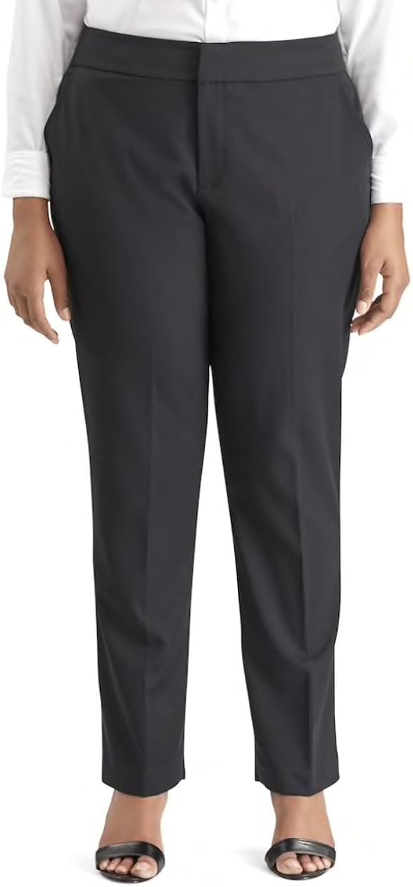Chaps Women's Misty Day Plus Size StraightLeg Dress Pants (Black, 24W