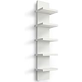 Homaterial 5 Tier Wall Shelf Unit, Small White Vertical Floating Shelf-Narrow Decorative Wall Mount Modern Wall Decor Shelves