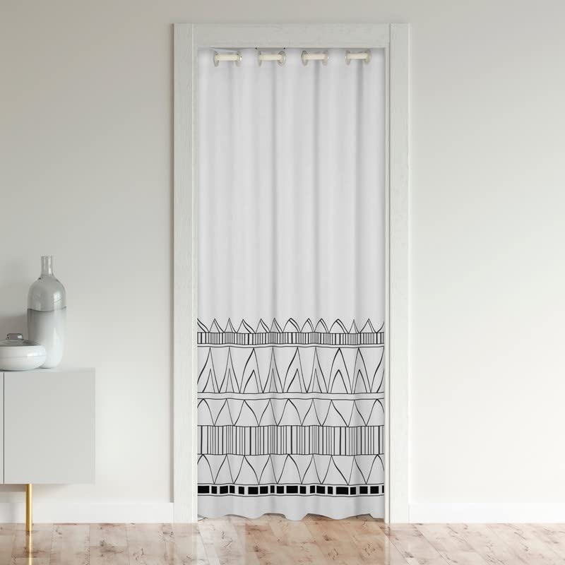 Loussiesd Boho Doorway Curtains Privacy White Bohemian Closet Door Curtain for Bedroom 30%-50% Whiteout Room Darkening Thermal Insulated Curtain Drape for Doors Windows 1 Panel 132x203cm