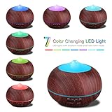 TONERONE Essential Oil Diffuser 400ml Wood Grain Cool Mist Aromatherapy Humidifier Ultrasonic Aroma Humidifier for Office, Baby Room, Bedroom, Conference room, fitness room (Black)