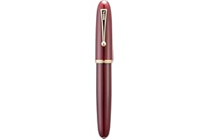 LANXIVI Jinhao 9019 Fountain Pen Dadao Series Wine Red Acrylic Gold Trim #8 Medium Nib with Large Converter for Writing, Signature and Calligraphy