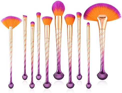 Aisikasi 2018 New Mermaid Makeup Brushes Set 10pcs Soft Nylon Bristles Beauty Make Up Kits Face Blush Concealer Eye Lip Cosmetic Tools - Golden Gradient