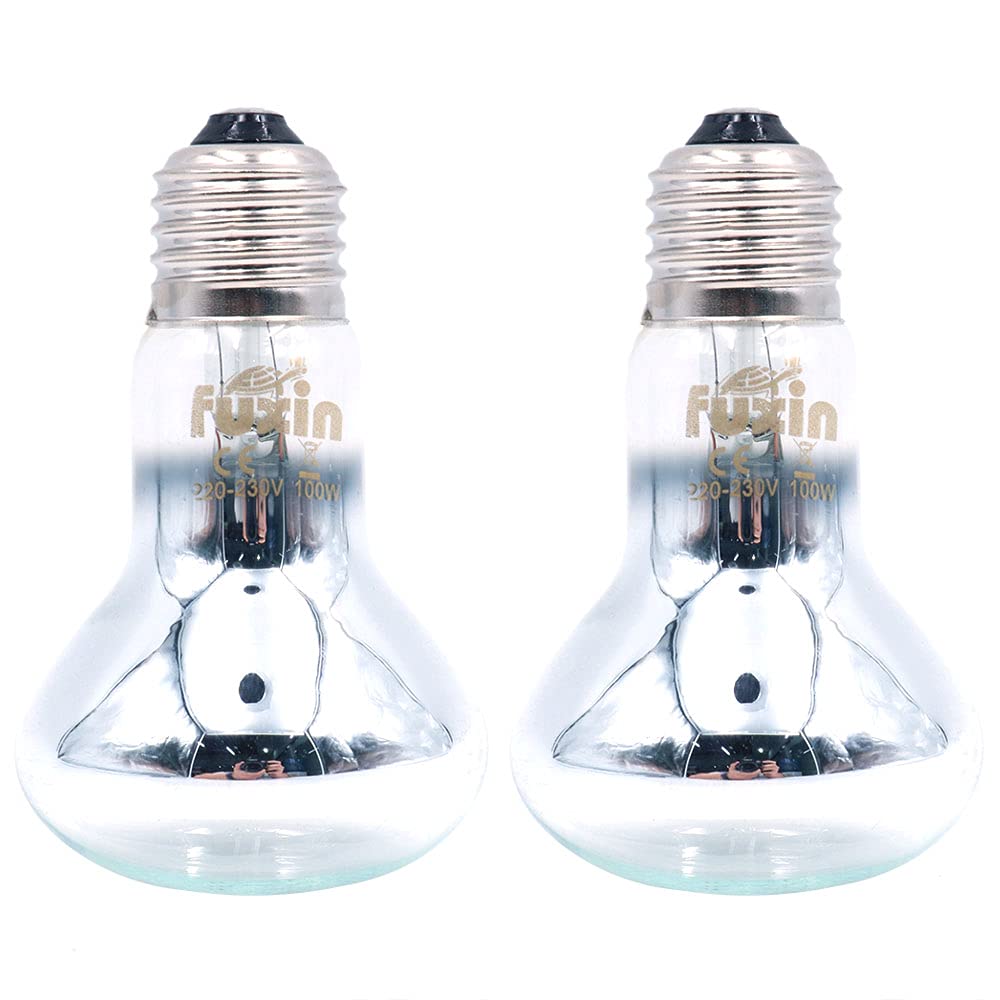 ANCLLO 2pcs Transparent Reptile Heating Bulbs, Durable Infrared Heat Lamp Warming Light Bulb Pet Light for Reptile and Amphibian Lizard Tortoise Spider Snake Chameleon 220-230V(100W)