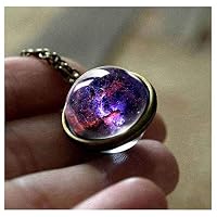Womens Pendant Necklaces New Nebula Galaxy Double Sided Pendant Outer Space Necklace Universe Silver Jewelry Glass Art Picture Handmade Necklace 7