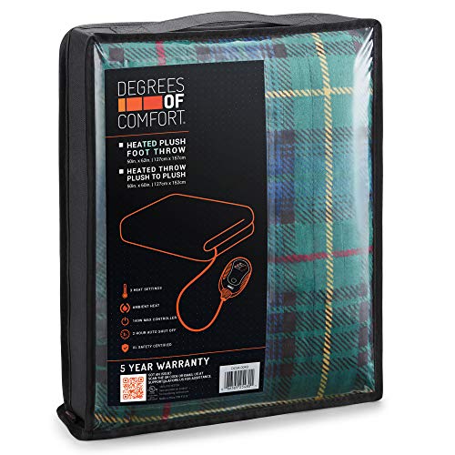 Degrees Of Comfort Electric Heated Throw Blanket Green Plaid 50 x 60