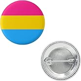 Pansexual Pan Pride Flag Pin 1.5” Round Circle Shape Metal Button Pin Badge Pinback 1.5 inch Pin 38 mm 3.8 cm