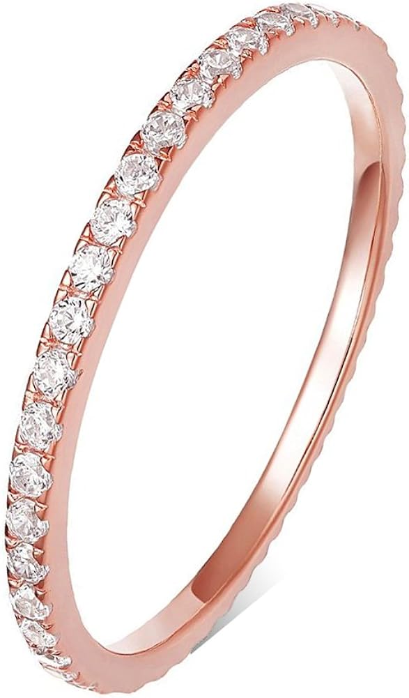 STIJEWELS Rose Gold Promise Band Rings for Teen Girls Wedding Bridal