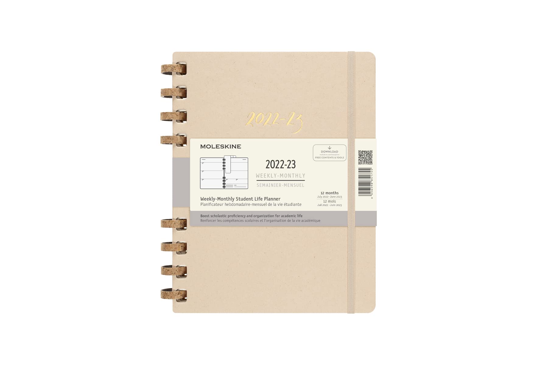 Moleskine Monthly Planner 2022, 2023, 12-Month Monthly Diary, Monthly Notebook with Hard Cover, Size Extra Large 19 x 25 cm, Remake Sand