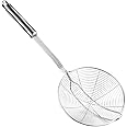 Aettechgd Steel Spider Strainer Skimmer Ladle, Strainer Spider Skimmers for Kitchen Cooking and Frying, Premium Strainer Spoon Diameter: 5.4Inch, Total Length: 15.4Inch