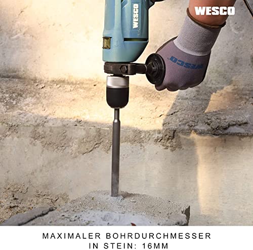 WESCO Trpano a Percussione 750W a Velocità 3000RPM e Impulsi a 48000BPM, 2 Modalità TRAPANO/MARTELLO con Impugnatura Ausiliaria 360° e Asta di Profondità WS3174.4