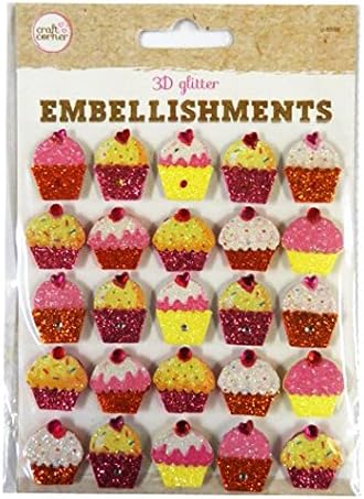 Coloured 3D Glitter Embellishments - Cakes - by Craft Corner