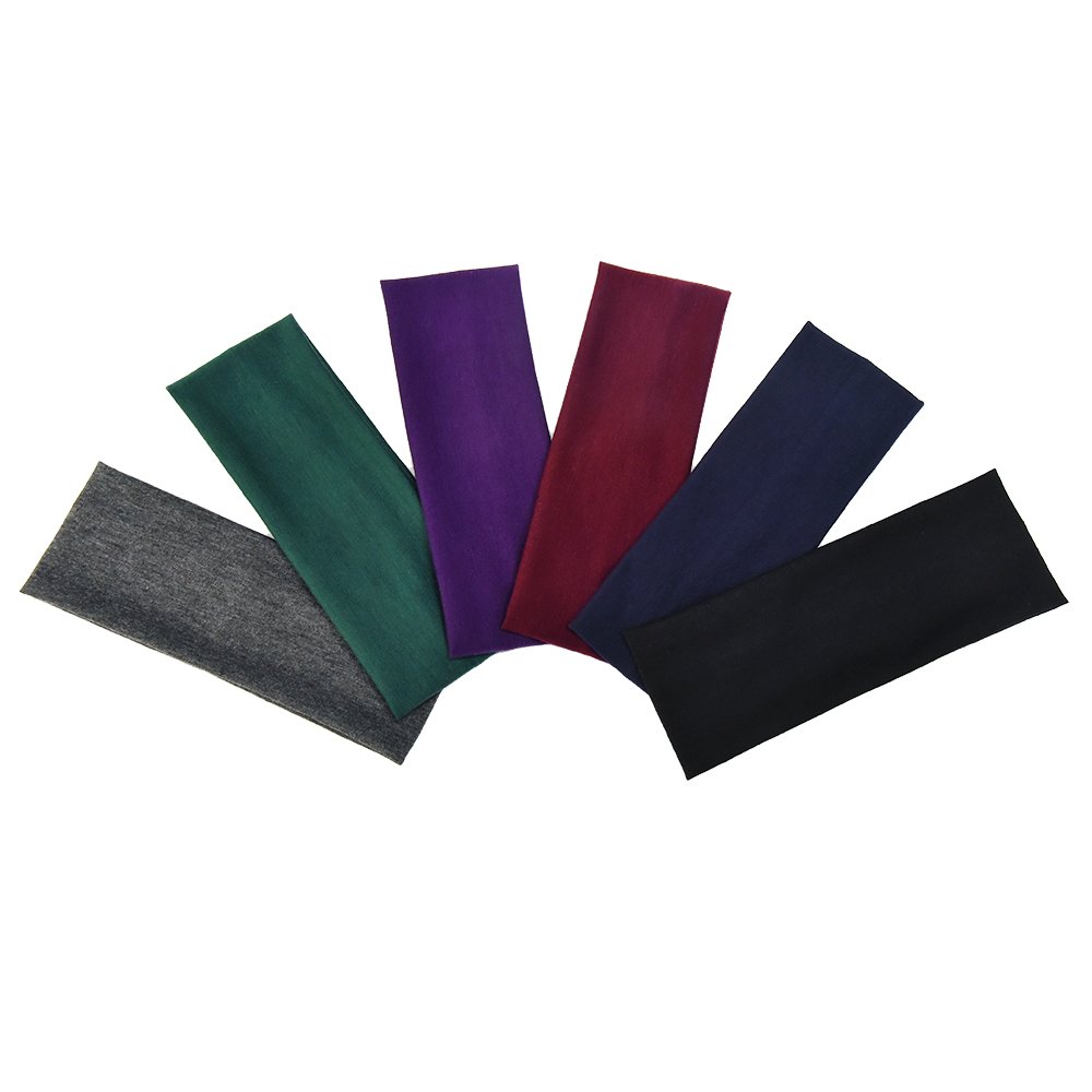6 Pieces Stretch Elastic Yoga Cotton Headbands for Teens and Adults