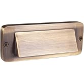 VOLT Cast Brass 12V 3W 2700K Warm White Mini Thin LED Hooded Outdoor Step Light (20 Lumens) for Low Voltage Landscape Lightin