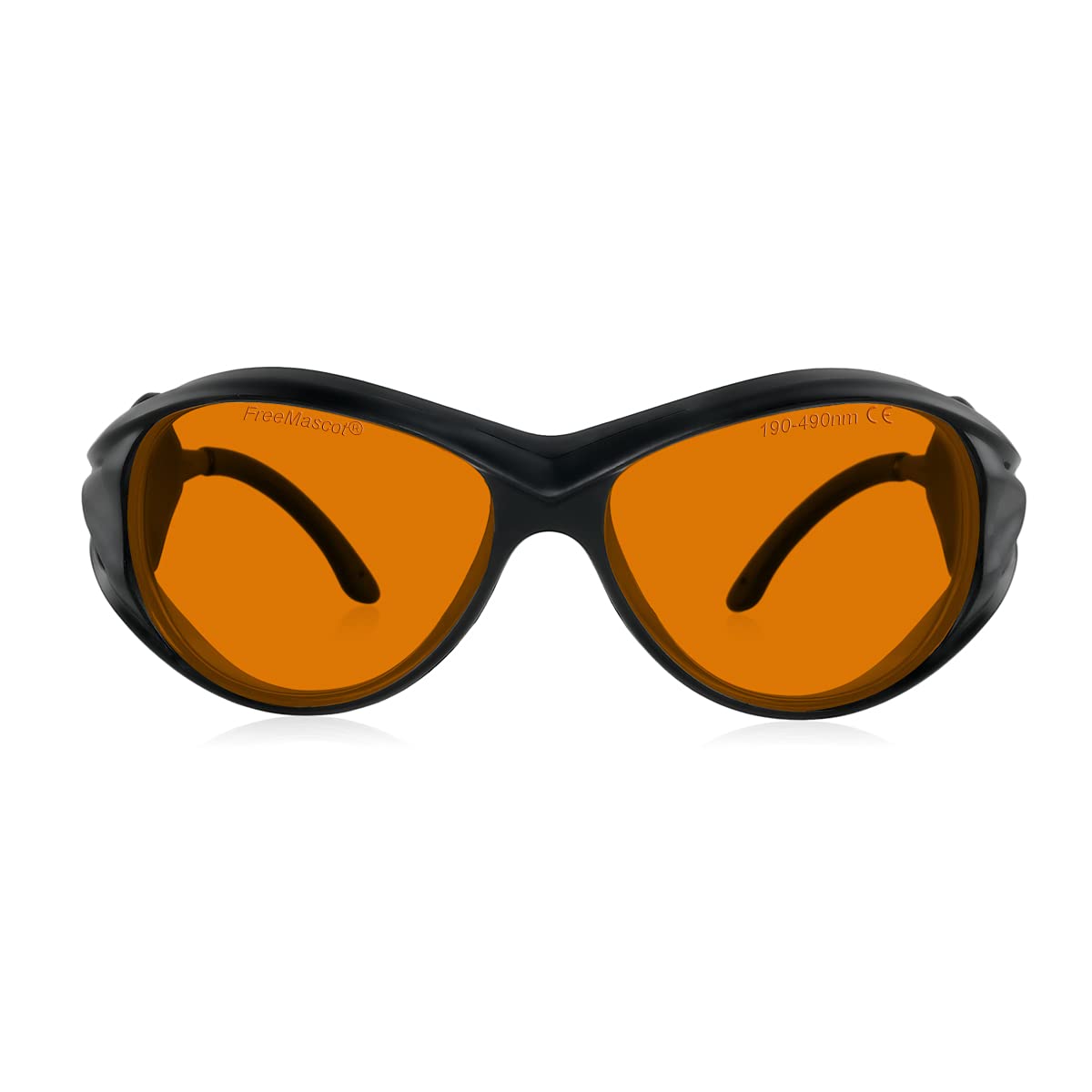 FREEMASCOT OD 6+ 190nm-490nm Wavelength UV light/Anti Blue Light Blocking Safety Glasses for 405nm, 445nm, 450nm,473nm Laser Light (Style 2)