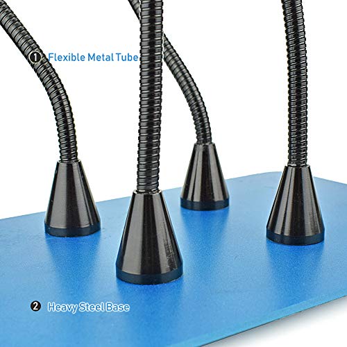 Toolour Magnetic Helping Hands Soldering Third Hand - 4 Flexible Metal Arms with Adjustable Alligator Clips On the Blue Steel Base for Soldering Repair Assembly Painting DIY Art Crafts Hobby - Thumbnail 3