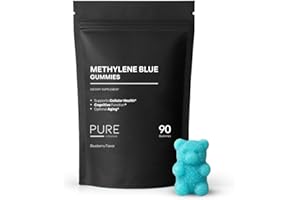 Pure Vitamins Methylene Blue Gummies 90ct – 5mg USP Grade | Blueberry Flavor Cellular Health, Brain Function & Anti-Aging Supplement | Vegan, Non-GMO, Gluten-Free | Made in USA