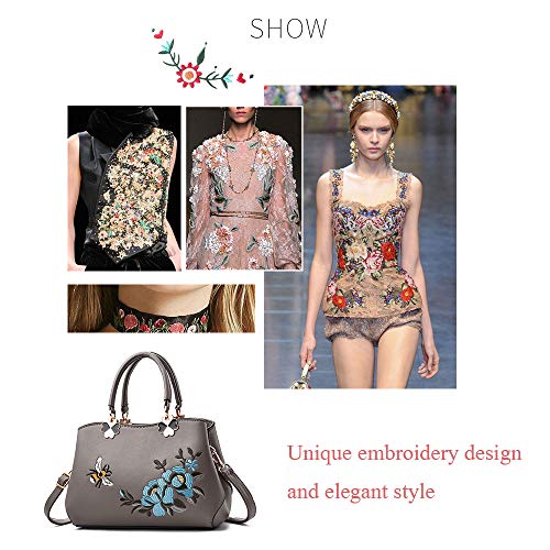 ELDA Small Satchel Bags For Women Crossbody Embroidery Top Handle Handbags Ladies Shoulder Purse