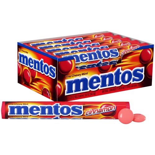 Mentos Halloween Trick or Treat Candy, Mint Chewy Roll, Cinnamon, Individually Wrapped Bulk Candy for Adults & Kids, Party, Non-Melting, 14 Count (Pack of 15)