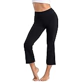 Yogipace Women's Cropped Kick Flare Yoga Pants with Pockets,Capri Length Slim Fit Lounge Pants,20"/22"/24" Inseam
