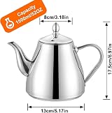 Stainless Steel Teapot with Infuser 52oz 1.5L 5-6 Cups Silver view 6