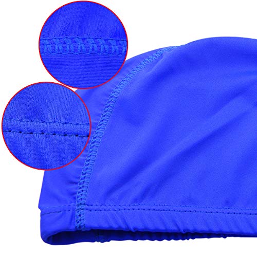 Qualtiy Yes QY 2Pack Superior Polyester Cloth Fabric Bathing Cap Swimming Caps Swimming Hats for Water Sports (Blue)