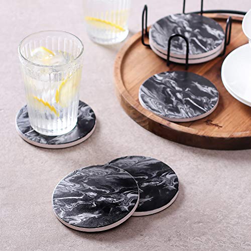 image for LIFVER 6 Pieces Coasters for Drinks Absorbent, Ceramic Coasters Set wi