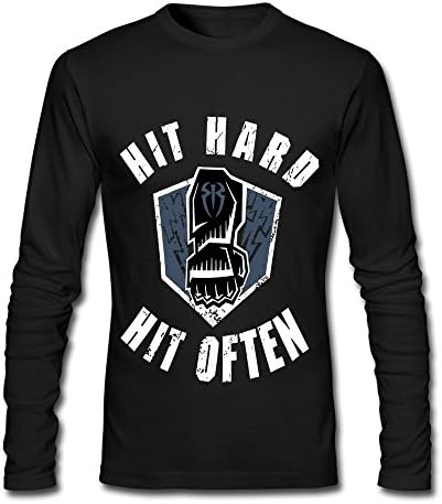 LUYI Men's Roman Reigns Hit Hard Hit Often Long Sleeve T Shirt S Black