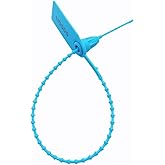 250mm Pull-Tite Plastic Security Seals Shipping Tags Disposable Signage Numbered(Package of 100) (Blue)