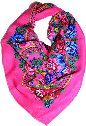 Traditional Polish Folk Head Scarf - Traditional Collection, Pink