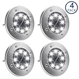 Solar Ground Lights,Garden Pathway Outdoor In-Ground Lights With 8 LED(4 PACK)