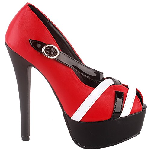 SHOW-STORY-Women-Red-Black-White-Cross-Over-Strappy-Platform-Stiletto-Heel-Dress-PumpsLF80867