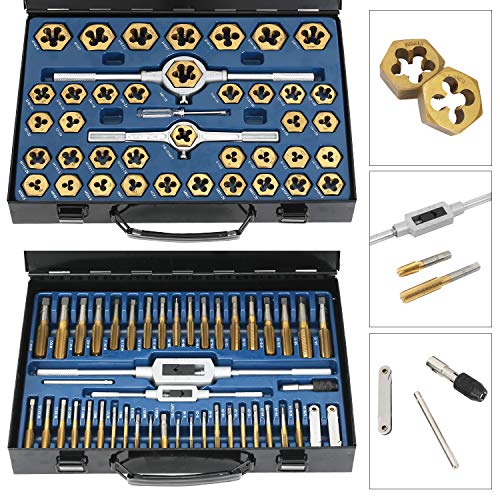 86 Piece Metric and SAE Standard Tap and Die Bearing Steel Tools Set