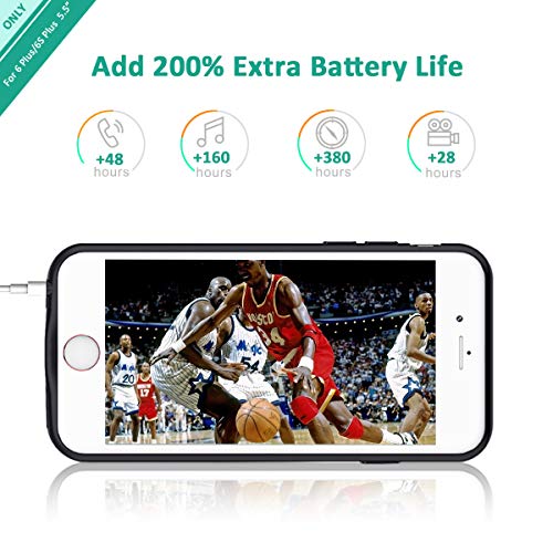 iPhone 6s Plus/6 Plus Battery Case, Stoon 7200mAh Portable Charger Case Rechargeable Extended Battery Pack Protective Backup Charging Case Cover for Apple iPhone 6s Plus/6 Plus (5.5 Inch) (Black) - Thumbnail 4