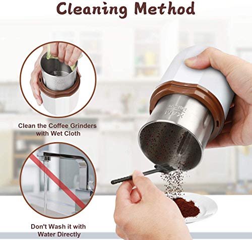 Elektrische Kaffeemühle, Kaffeebohnenmühle Elektrisch, Bohnen-, Nuss- und Getreidemühle mit 304 Edelstahlklingen, 30000… – Bild 6