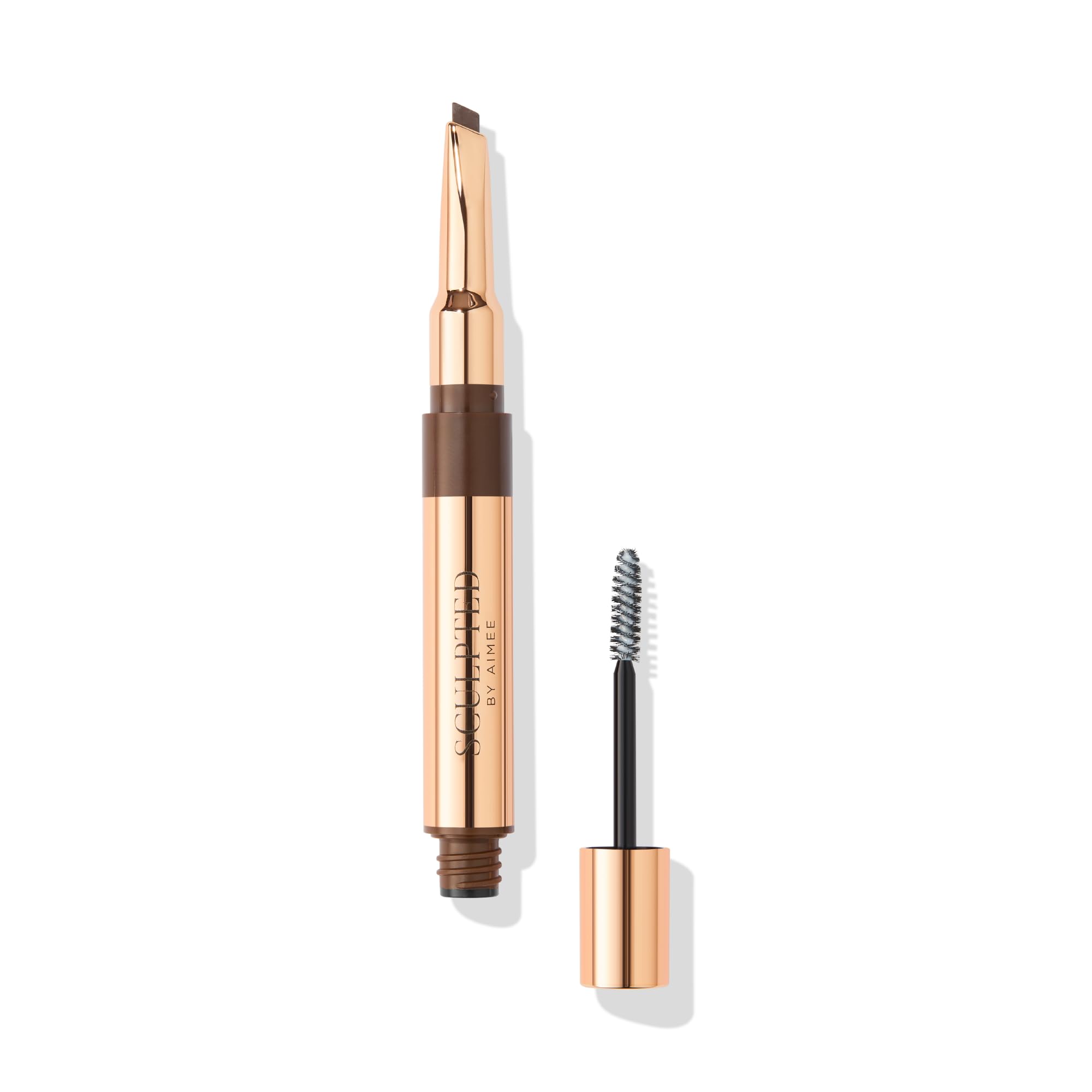 Shape & Set Deep Brown Eyebrow Pencil & Fixing Gel Duo from Sculpted by Aimee 2.5ml - Travel-Friendly, Double-Ended Natural Eye Brow Pencil and Clear Brow Fixing Gel