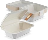 FOOGO Green 50pcs Takeaway Boxes 8x8 inch 42oz Bagasse Eco Clamshells