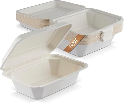 FOOGO Green 50pcs Takeaway Boxes 8x8 inch 42oz Bagasse Eco Clamshells