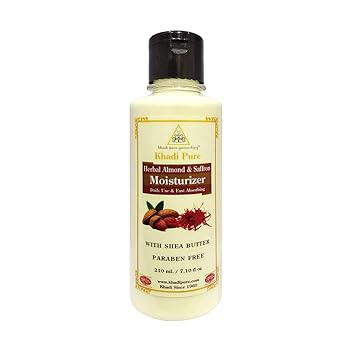 Khadi Pure Herbal Almond & Saffron Moisturizer with Shea Butter SLS-Paraben Free, 210 ml