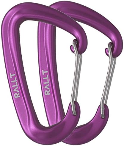 Rallt 12kN Carabiners - Aluminum Heavy Duty Carabeaner Hooks with Wire Gate, 2,697-Pound Rating for Hammocks, Camping, Hiking, Dog Leash & Utility